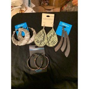 Sparkling, Flirty Fun Oversized Earrings - 4 pairs